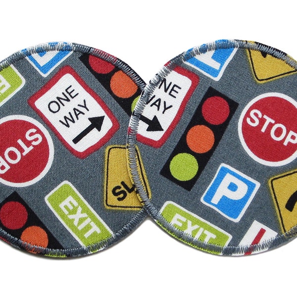 Patching car traffic signs, 8 cm, set of 2 traffic light trouser patches grey, patch for ironing for children