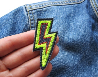 Patch flash neon geborduurd, 6,5 x 3 cm, retro pijl applicatie ironer, patch op ijzer