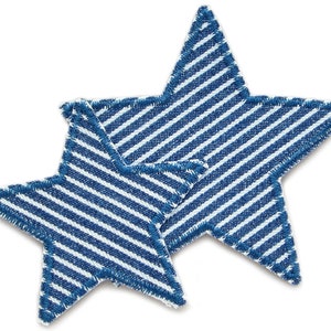 2 Stern Jeansflicken blau zum aufbügeln, Flicken Bügelflicken Hosenflicken für Kinder Bild 1
