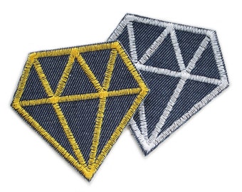Diamond iron-on patch, embroidered, patch, 7 cm, jeans patch, brilliant accessory, iron-on image, 2 colours