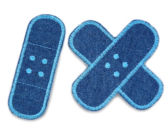 2 plasters iron-on patches jeans patches blue, trouser patches to iron on for children/adults