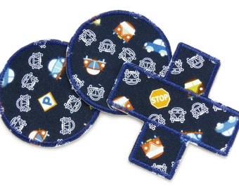 Set van 3 opstrijkpatches, autobuspatches, opstrijkpatches, broekpatches voor kinderen