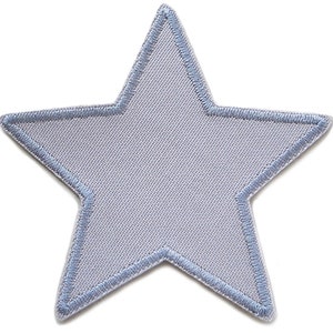 Op de afbeelding: Een lichtblauwe stervormige patch met een witte achtergrond en een lichtblauwe omtrek.