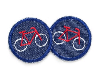 Mini Jeans Patching Set of 2 Bike, 4 cm, Fixie Wheel Patch for ironing for children