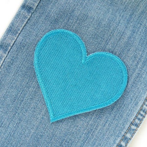 Heart cord patch set of 2, heart patches for ironing petrol made of corduroy patches image 3