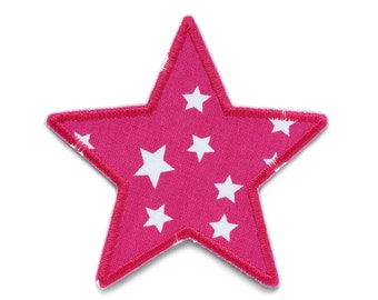 Star patch to iron on pink, 10 cm, trouser patches star, asterisk application embroidered, iron-on patches to repair trousers