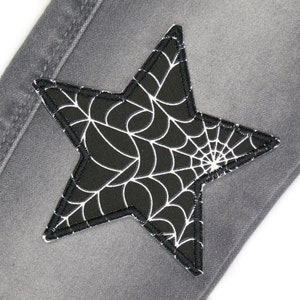 Spider web star black patch, 10 cm, spider ironing star patches to iron on, iron-on patches image 3