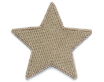 Stern Cord hellbraun Bügelflicken, 10 cm, Cordflicken, Flicken zum aufbügeln für Cordhosen