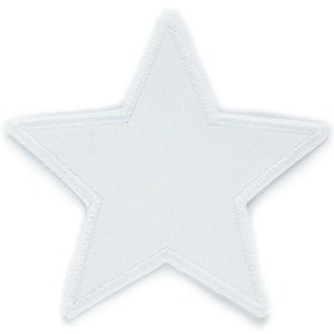 Toppa termoadesiva con applicazione a forma di stella bianca, 10 cm, toppa termoadesiva, toppa termoadesiva