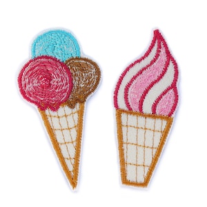 Eiswaffel Aufnäher zum aufbügeln, 7,5 cm, Eis Softeis Applikation Aufbügler Jeansflicken Accessoire