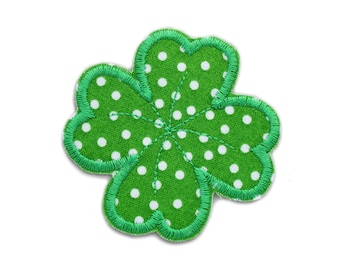 Patch Kleeblatt grün, 6 cm, Glücksklee Aufnäher zum aufbügeln, Accessoire Aufbügler