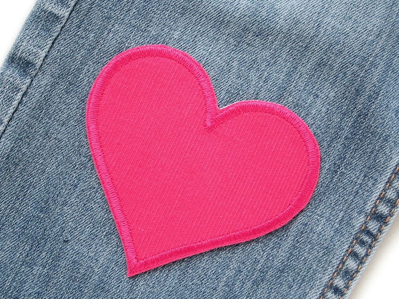 Set 2 Cordflicken Herz Patch pink, 8 cm, Flicken zum aufbügeln für Mädchen Bild 2