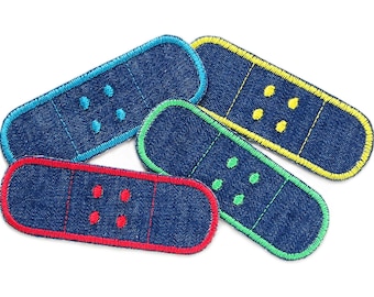 4 Jeans Patch Plaster Set, 8 x 3.5 cm, Trouser Patches, Iron-on Patches for Children/Adults