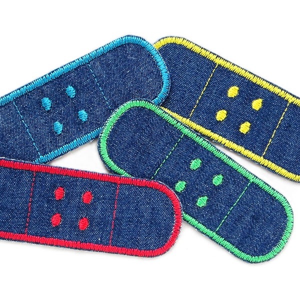 4 Jeansflicken Pflaster Set, 8x3,5 cm, Hosenpflaster, Flicken zum aufbügeln für Kinder/Erwachsene