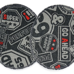 2 Robot & Bord strijkpatches, 10 x 12 cm, stevige XL kniepatches, grote strijkpatches voor kinderen