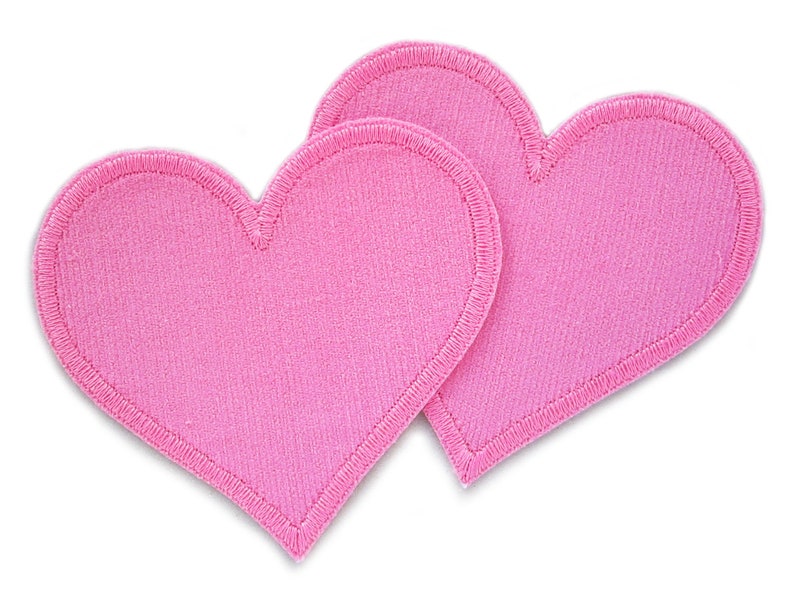 2 heart patches corduroy pink, 8 cm, iron-on patches for corduroy trousers, iron-on patches, iron-on corduroy patches image 1