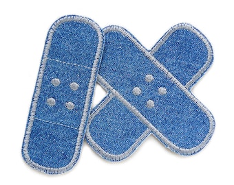 Set 2 Jeansflicken Pflaster grau, Hosenflicken Pflasterflicken zum aufbügeln