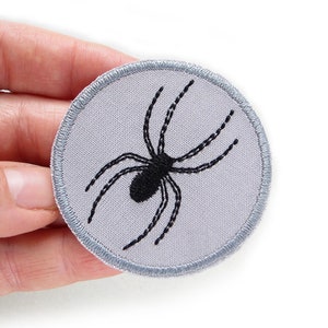 Spider patch for ironing, 5.5 cm, embroidered arachnid black iron-on image