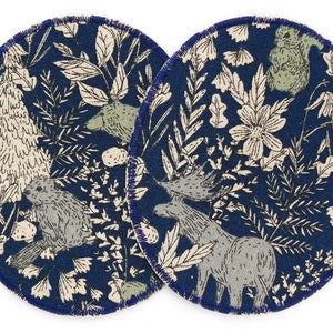 2 XL iron-on patches forest dark blue, 10 x 12 cm, knee patches for children, iron-on patches