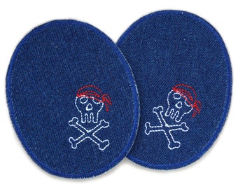 2 pirate knee patches, 8 x 10 cm, iron-on patches skull, iron-on patches for children, repairing jeans