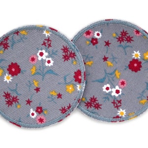 2 remendos para passar a ferro flores cinza, 8 cm, remendos para passar a ferro flores coloridas, remendos para passar a ferro