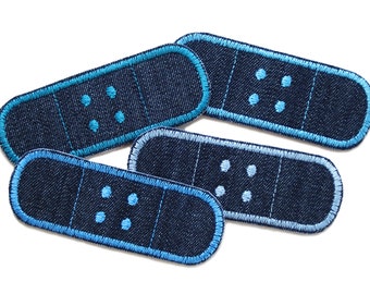 4 jeans patches trouser patches set, 8.5 x 3 cm, plaster trouser patches iron-on patches