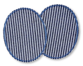 Haberdashery Online 3 Toppe Termoadesive Ripara Pantaloni – 16 Cm Azzurro Marino (67% Poliestere 33% Cotone) - 3