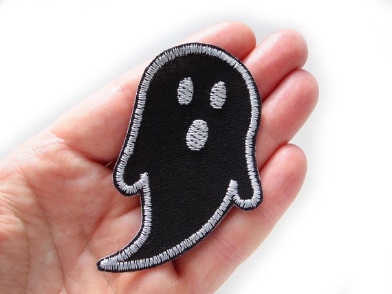 Ghost Black Iron-on Patch 8 X 4.5cm Ghost Halloween Iron-on Patch 