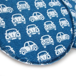 Car patch for ironing set of 2, 7 cm, trouser patch vintage blue, ironing patches retro for kids image 3