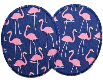 Kniepleisters 2 broekpleisters roze flamingo, 8 x 10 cm, strijkpleisters voor strijken