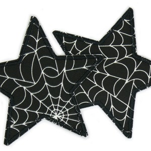 Spider web star black patch, 10 cm, spider ironing star patches to iron on, iron-on patches 2 Stück/pieces