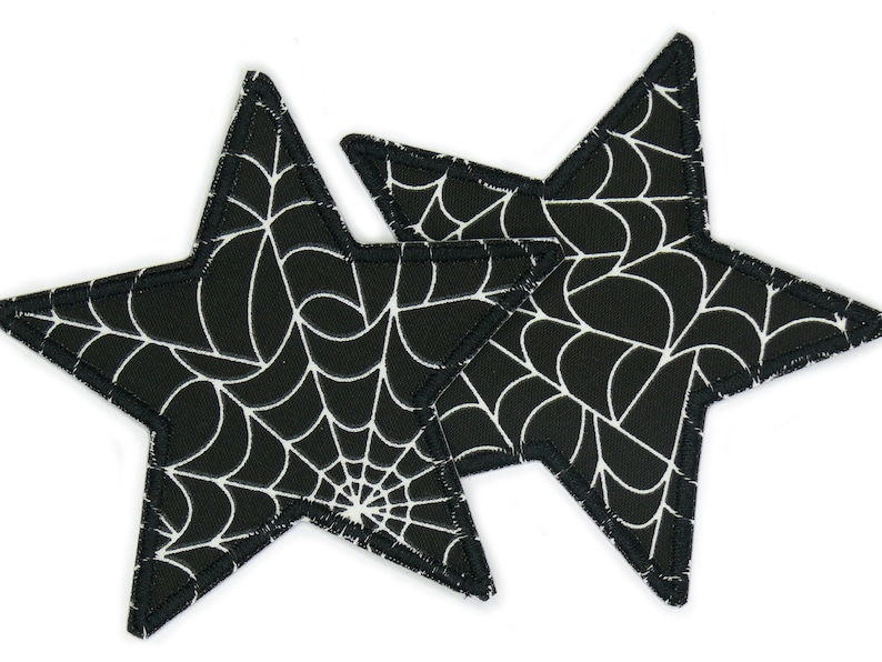 Spider web star black patch, 10 cm, spider ironing star patches to iron on, iron-on patches 2 Stück/pieces