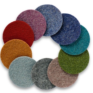 2 iron-on wool patches, 7.5 cm, round wool felt patches, wool patches for knees and elbows of wool felt trousers, 10 colors