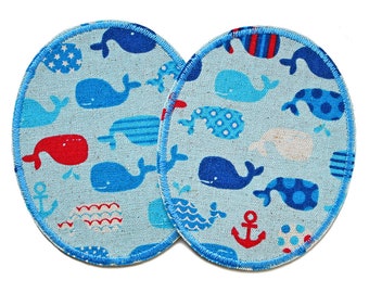 Knee patches 2 trouser patches whale, iron-on patches whale patches for ironing on for children