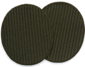 2 patchs en cordon XL à repasser vert olive, grands patchs aux genoux pour pantalons en velours côtelé, 10 x 12 cm, patchs thermocollants pour enfants et adultes