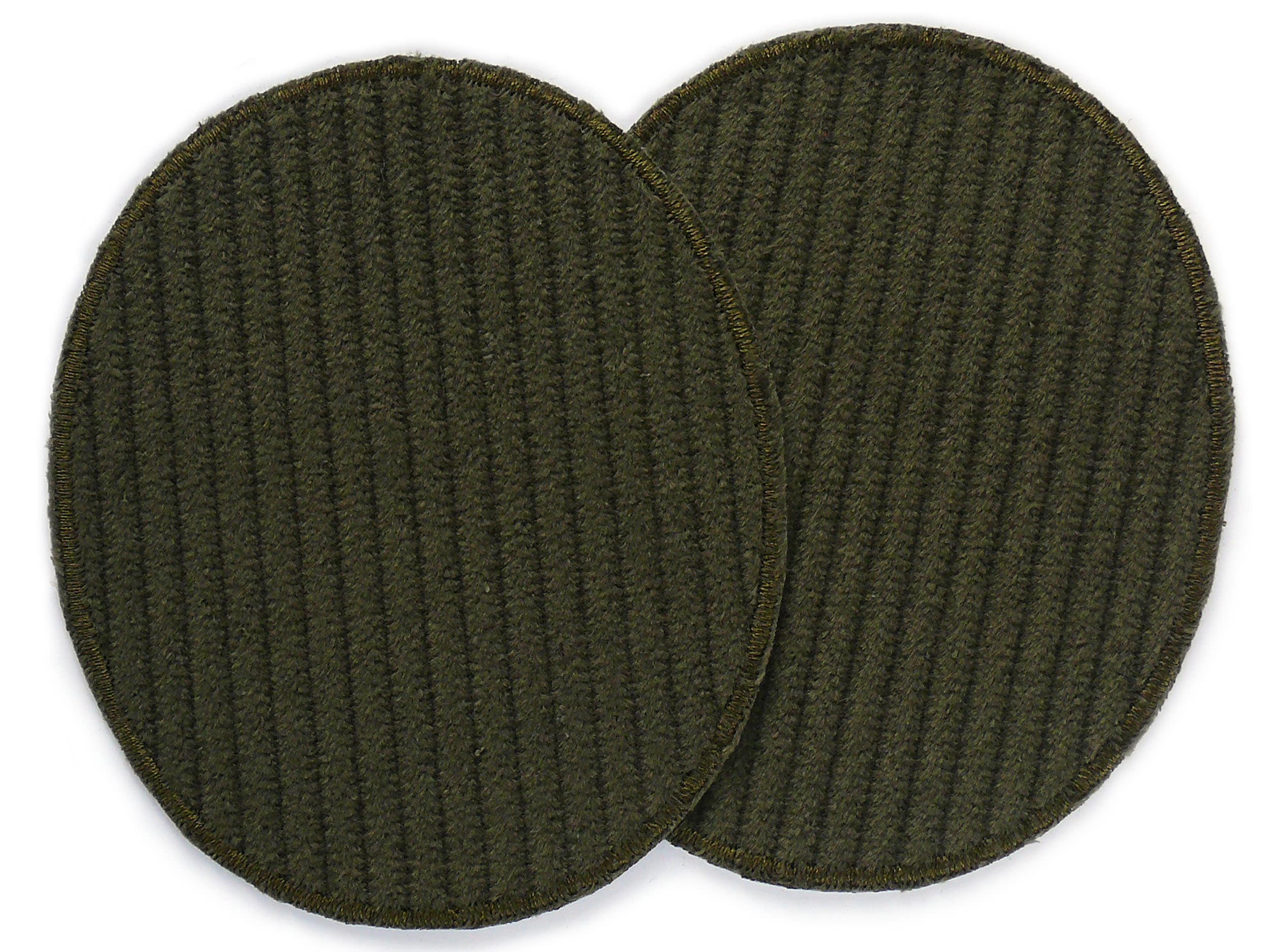 2 XL corduroy iron-on patches, olive-green, large knee patches for corduroy trousers, 10 x 12 cm, iron-on patches for children and adults