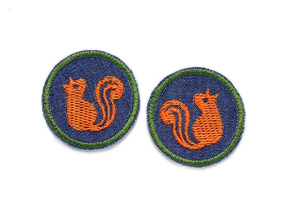 2 Mini Iron-on Patches Squirrel Orange, 4 Cm, Small Trouser Patches Jeans  Patches Squirrel, Patches to Iron on for Children 