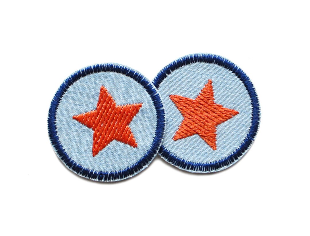 Mini Patches 2 Star Jeans Patches, 4 Cm, Star Orange Iron-on Embroidered, Mini ...
