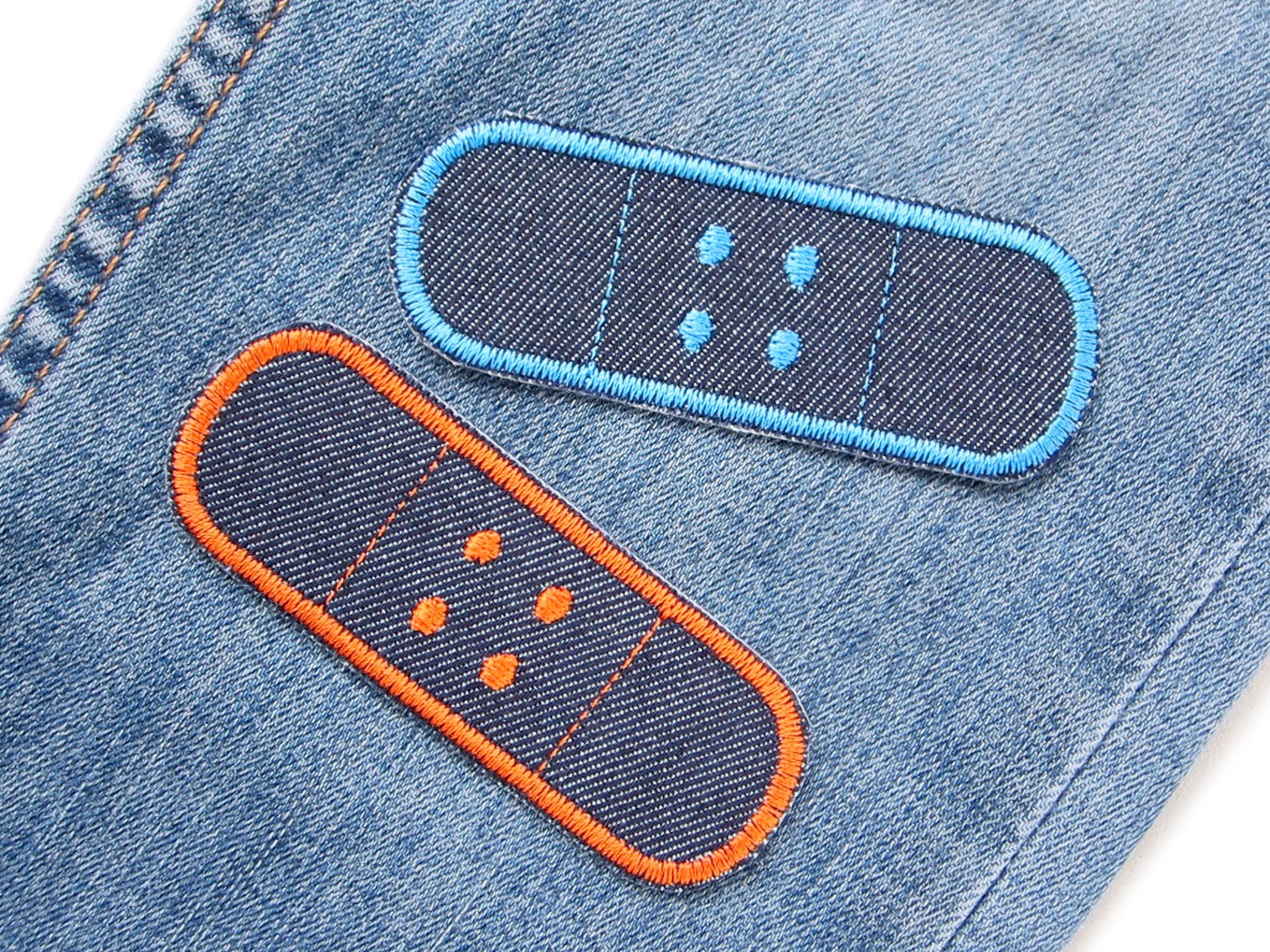 4 Pflaster Flicken bunte Jeans Bügelflicken Set ...