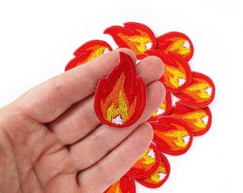 Flamme Patch - Mini Feuer Aufnäher, 4,5 cm, Accessoire Bügelbild, Flicken zum aufbügeln