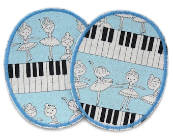 2 ballerina dancer iron on patches 8 x 10 cm ballet knee patches for kids dance piano patches