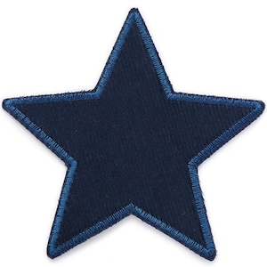 May include: A dark blue fabric star with a light blue outline. The star is a simple, classic design.