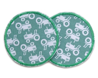 Set 2 tractor green stirrup patch, 7 cm, tractor trouser patch patch for children