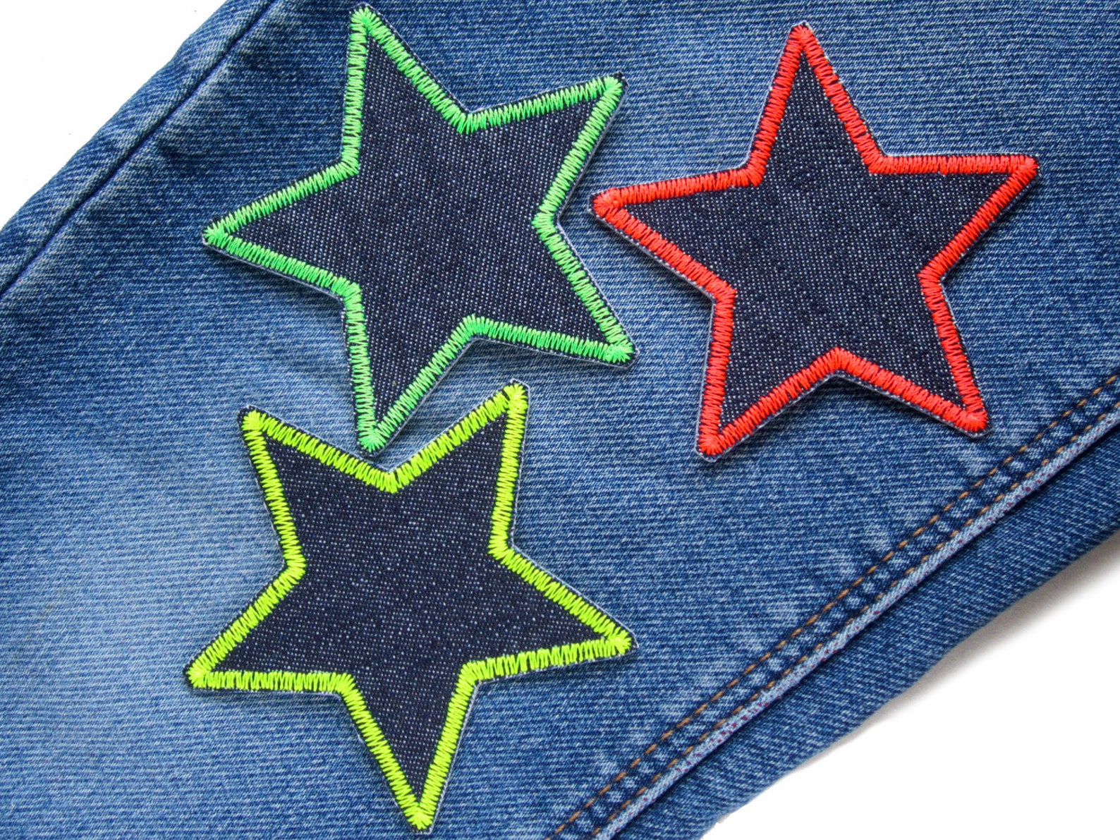 Jeans Patch Star Neon Set of 3 Star Patches for Iron On Etsy