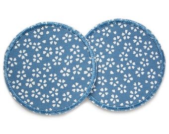 2 patches small flowers blue-grey, 7 cm, iron-on patches flowers patches for girls