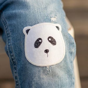 Panda Bear Iron-On Knee Patch - 8 cm - Panda Iron-On Patch - Denim Patch for Children