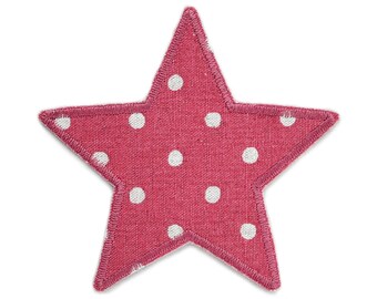 Stern Bügelflicken Punkte, 10 cm, Pünktchen Stern Aufnäher altrosa, Flicken zum aufbügeln