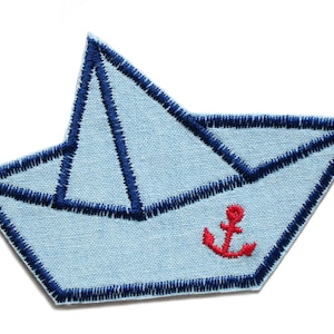 Toppa pieghevole per jeans barca barca di carta, 9 cm, toppa ricamata per barca di carta, toppa termoadesiva per nave