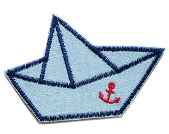 Bateau en papier patch jeans bateau pliant, 9 cm, patch bateau en papier brodé, patch bateau thermocollant