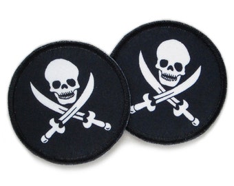 2 patchs thermocollants tête de mort, accessoire patch appliqué pirate pour enfant